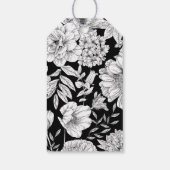 Zwart Wit Elegante Bloemen Huwelijk Dank u Cadeaulabel (Achterkant)