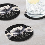 Zwart Wit Elegante Bloemen Huwelijk Ronde Kartonnen Onderzetter<br><div class="desc">Schattige en eenvoudig zwart-wit bloem bruiloft ontwerp. Een klassieke maar grillige uitstraling met zwarte, grijze en crèmekleurige bloemen met zwarte lettertypen en moderne letters. Bewerk alle tekst naar uw eigen informatie. Geweldig voor een boho bruiloft met een moderne twist, een winter of lente klassieke affaire, of zelfs een beetje een...</div>