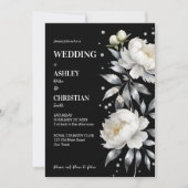 Zwart-wit elegante boho alles in één bruiloft kaart (Voorkant)