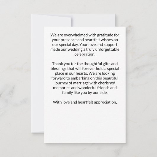 Zwart-wit elegante boho bruiloft bedankkaart (Achterkant)