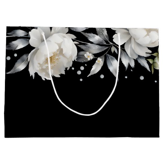 Zwart-wit elegante boho bruiloft groot cadeauzakje (Achterkant)