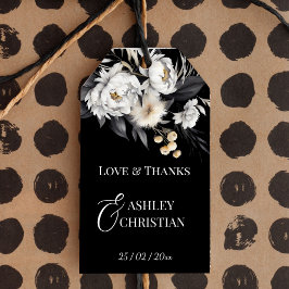 Zwart-wit elegante boho bruiloft gunst cadeaulabel