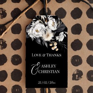 Zwart-wit elegante boho bruiloft gunst cadeaulabel