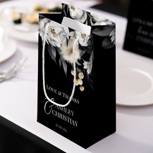 Zwart-wit elegante boho bruiloft gunst klein cadeauzakje