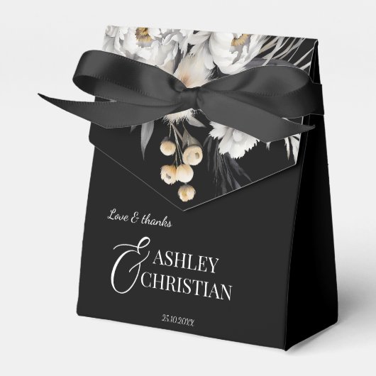 Zwart-wit elegante boho bruiloft gunsten bedankdoosjes (Voorkant Zijde)