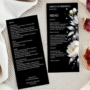 Zwart-wit elegante boho bruiloft sjabloon menu