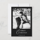 Zwart-wit elegante boho-fotosjabloon bedankkaart (Achterkant)