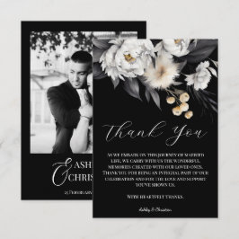 Zwart-wit elegante boho-fotosjabloon bedankkaart