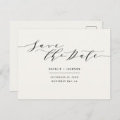 Zwart + wit elegante bruiloft opslaan van de datum briefkaart (Voorkant / Achterkant)