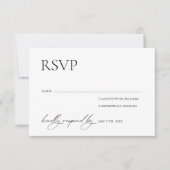 Zwart & Wit Elegante Bruiloft RSVP-kaart RSVP Kaartje (Voorkant)