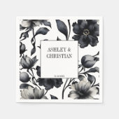 Zwart-wit  elegante bruiloft sjabloon servet (Voorkant)