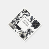 Zwart-wit  elegante bruiloft sjabloon servet (Hoek)