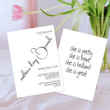 Zwart Wit Elegante Calligrafie Moederdag Brunch