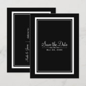 Zwart & Wit Elegante Chic Trouw Save the Date Aankondigingskaart (Voorkant / Achterkant)