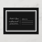 Zwart & Wit Elegante Chic Trouw Save the Date Aankondigingskaart (Achterkant)