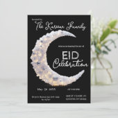 Zwart-wit elegante Crescent Eid-feest uitnodiging (Staand voorkant)