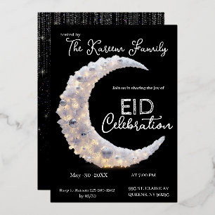 Zwart-wit elegante Crescent Eid-feest uitnodiging