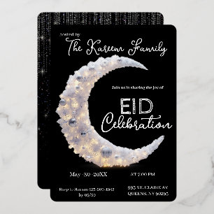 Zwart-wit elegante Crescent Eid-feest uitnodiging