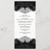 Zwart-wit elegante damast Trouwprogramma's Programmakaart (Voorkant)