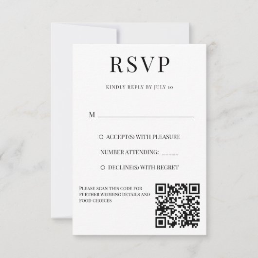 Zwart-wit elegante eenvoudige bruiloft RSVP kaartje (Voorkant)
