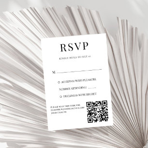Zwart-wit elegante eenvoudige bruiloft RSVP kaartje