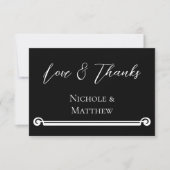 Zwart & Wit Elegante Eenvoudige Huwelijk Bedankkaart (Voorkant)