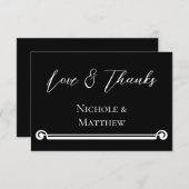Zwart & Wit Elegante Eenvoudige Huwelijk Bedankkaart (Voorkant / Achterkant)