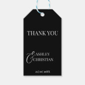 Zwart-wit elegante eenvoudige huwelijksgunst cadeaulabel (Voorkant)