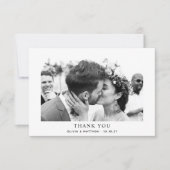 Zwart-wit elegante eenvoudige schone foto bruiloft bedankkaart (Voorkant)