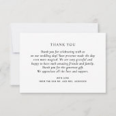 Zwart-wit elegante eenvoudige schone foto bruiloft bedankkaart (Achterkant)