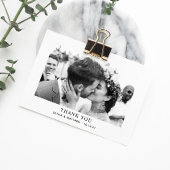 Zwart-wit elegante eenvoudige schone foto bruiloft bedankkaart