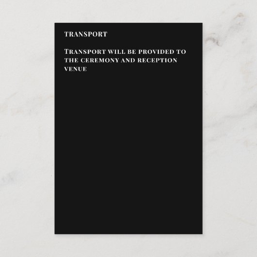 Zwart-wit elegante eenvoudige trouwdetails informatiekaartje (Achterkant)