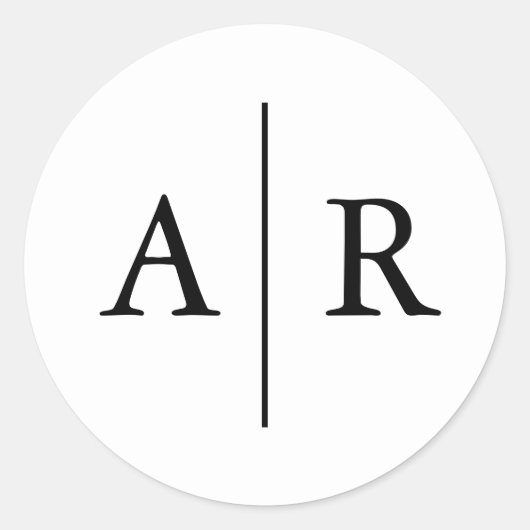 Zwart-wit Elegante Envelopverbinding, Huwelijk Ronde Sticker (Voorkant)