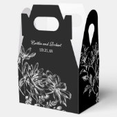 Zwart-wit Elegante Floral Wedding Favor Box Bedankdoosjes (Geopend)