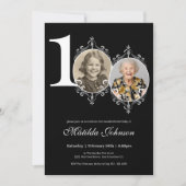 Zwart Wit Elegante Foto 100e Verjaardag Kaart (Voorkant)