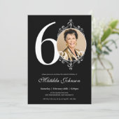 Zwart Wit Elegante Foto 60e Verjaardag Kaart (Staand voorkant)