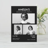 Zwart-wit elegante foto afstudeerfeest kaart (Staand voorkant)