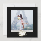 Zwart-wit Elegante Gouden Bloemen Rozen Foto Save The Date (Achterkant)