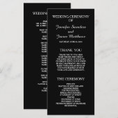 Zwart-wit elegante huwelijksprogramma's programmakaart (Voorkant / Achterkant)