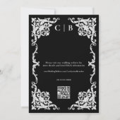 Zwart-wit Elegante  huwelijksuitnodiging Kaart (Achterkant)