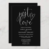 Zwart-wit elegante Just Love Script bruiloft Kaart (Voorkant / Achterkant)