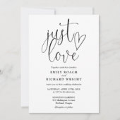 Zwart-wit elegante Just Love Script bruiloft Kaart (Voorkant)