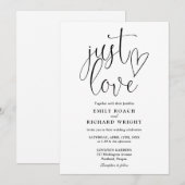 Zwart-wit elegante Just Love Script bruiloft Kaart (Voorkant / Achterkant)