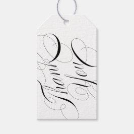 Zwart & Wit Elegante Kalligrafie Dank u Cadeaulabel