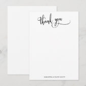 Zwart Wit Elegante Kalligrafie Eenvoudig Dank u Bedankkaart (Voorkant / Achterkant)