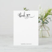 Zwart Wit Elegante Kalligrafie Eenvoudig Dank u Bedankkaart (Staand voorkant)