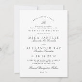 Zwart Wit Elegante Kalligrafie Formele De Bruiloft Kaart (Voorkant)