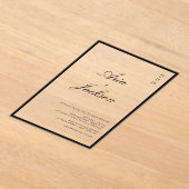 Zwart & Wit Elegante Kalligrafie Moderne bruiloft Acryl Uitnodigingen (Laagn)