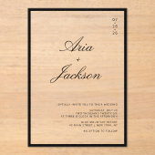 Zwart & Wit Elegante Kalligrafie Moderne bruiloft Acryl Uitnodigingen (Voorkant)