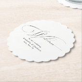 Zwart & Wit Elegante Kalligrafie Moderne bruiloft Kartonnen Onderzetters (Gekanteld)